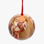 Pallina Albero Di Natale Plastica Babbo Natale Con Violino 8cm