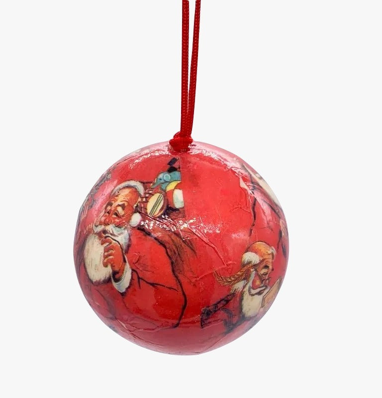 Pallina Albero Di Natale Plastica Fantasie Di Babbo Natale 6cm