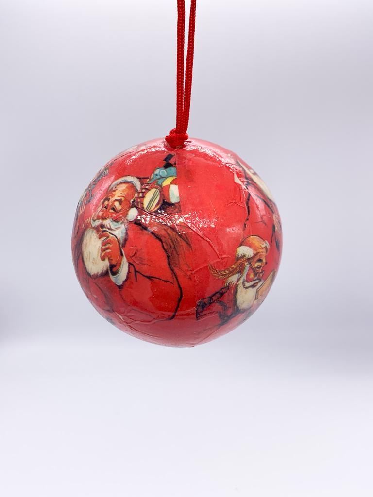Pallina Albero Di Natale Plastica Fantasie Di Babbo Natale 8cm