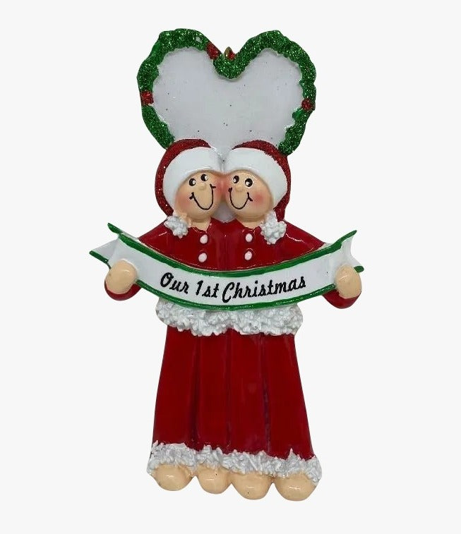 Addobbo Albero Coppia In Pigiama Primo Natale Personalizzabile