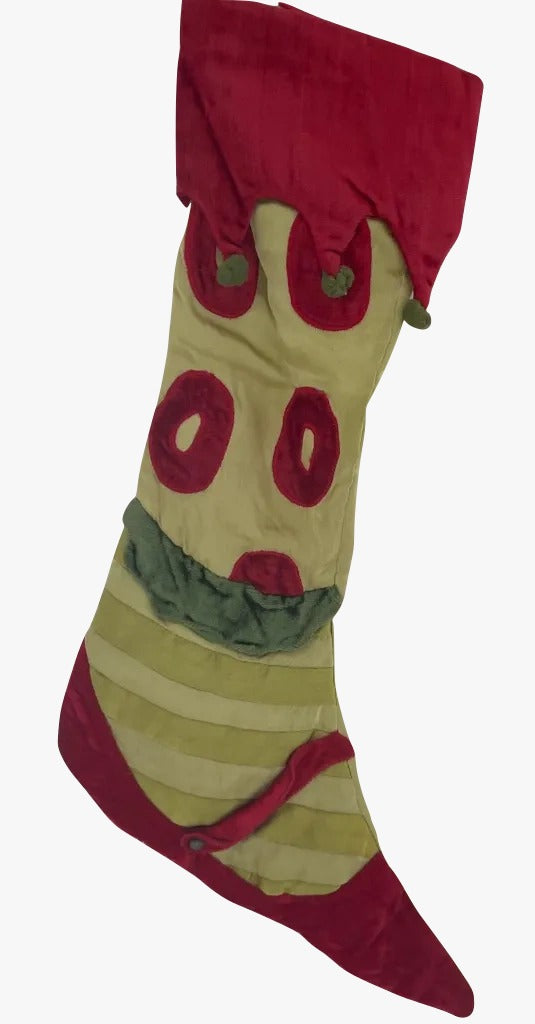 Calza Befana Epifania Rossa E Verde In Raso 55cm
