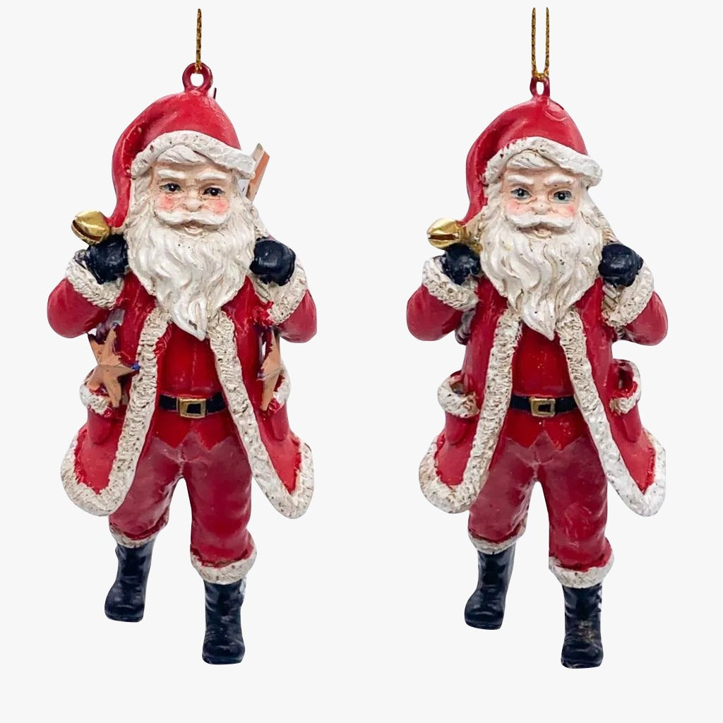 Addobbo Albero Di Natale Babbo Natale Con Cesta Assortito 10cm