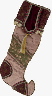 Calza Befana Epifania Rosa In Velluto Con Ornamenti E Campanelle 50cm