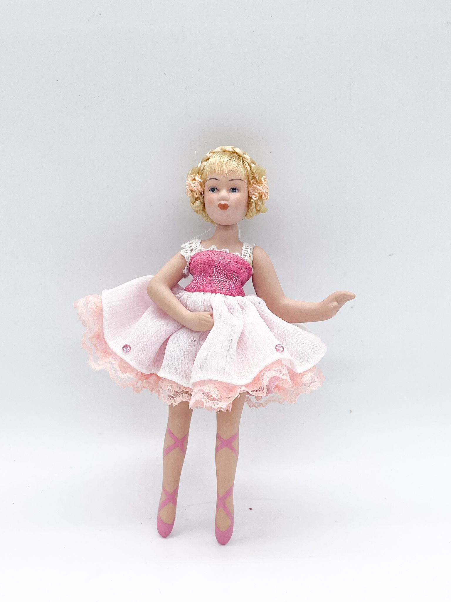 Addobbo Albero Natale Ballerina In Porcellana Con Tutu' 10CM