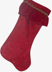 Calza Befana Epifania Rossa Con Bordo In Velluto E Decorazioni Oro 55cm