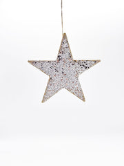 Addobbo Albero Natale Stella Glitter Argento In Cartone