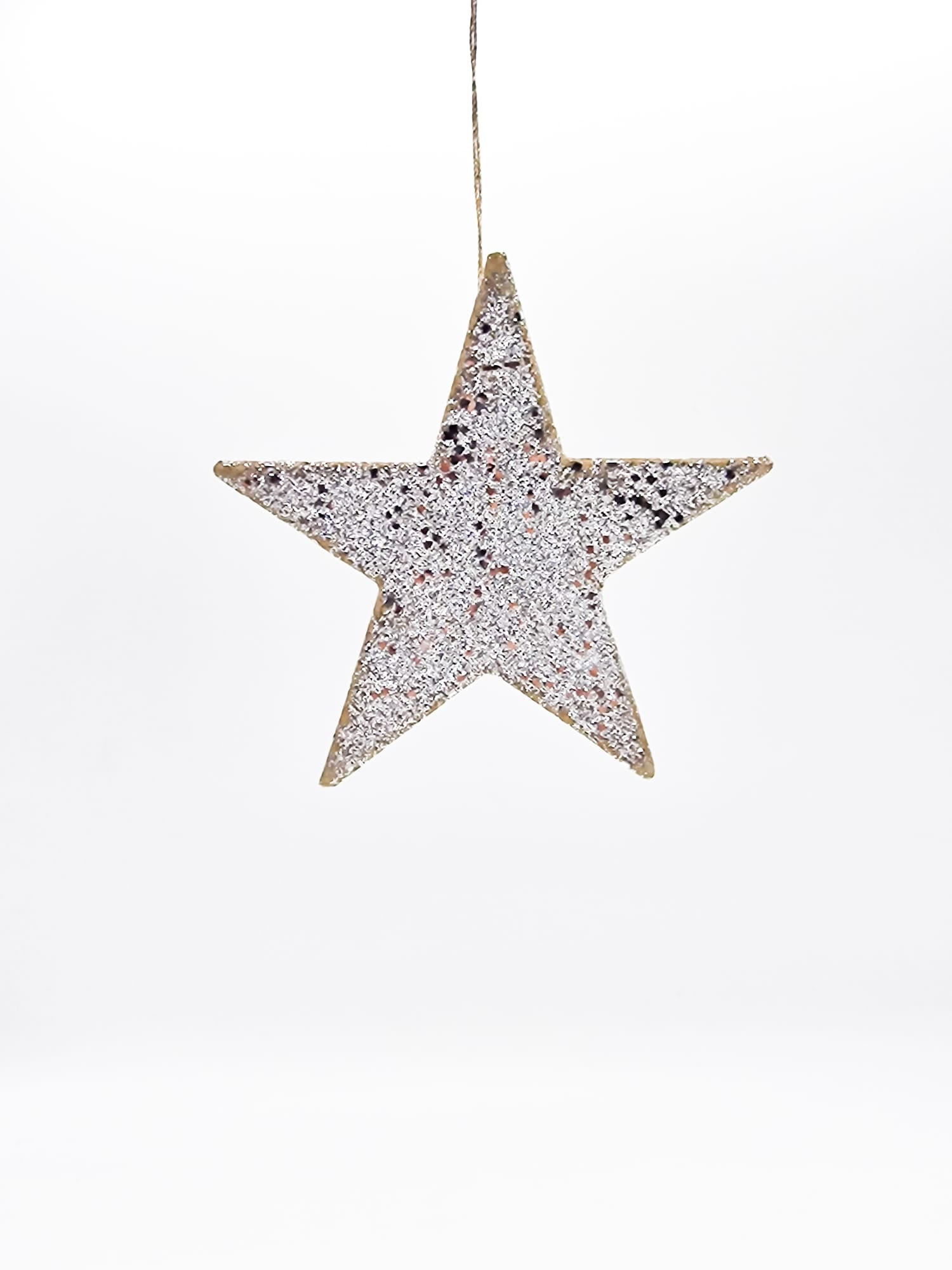 Addobbo Albero Natale Stella Glitter Argento In Cartone