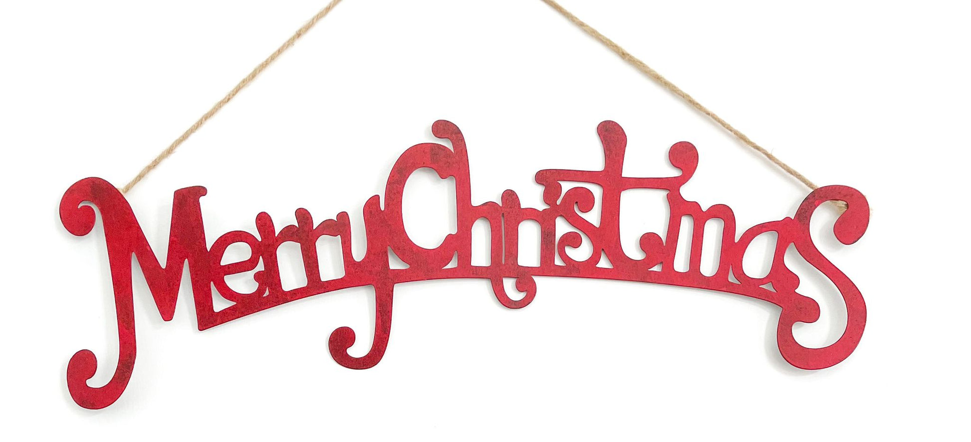 Fuoriporta Scritta Merry Christmas In Metallo Rossa 60cm