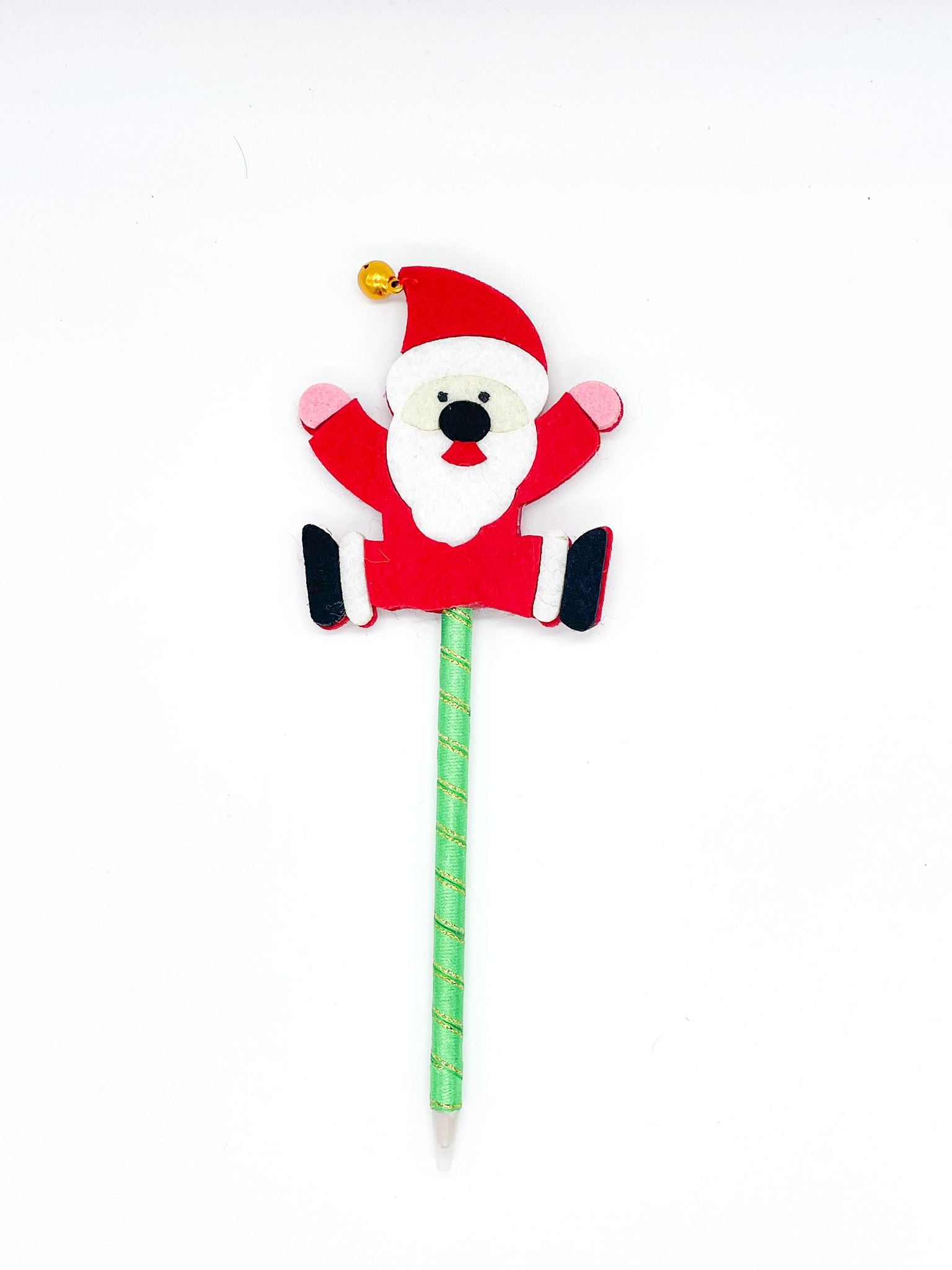 Penna Nera Natalizia Con Babbo Natale In Feltro