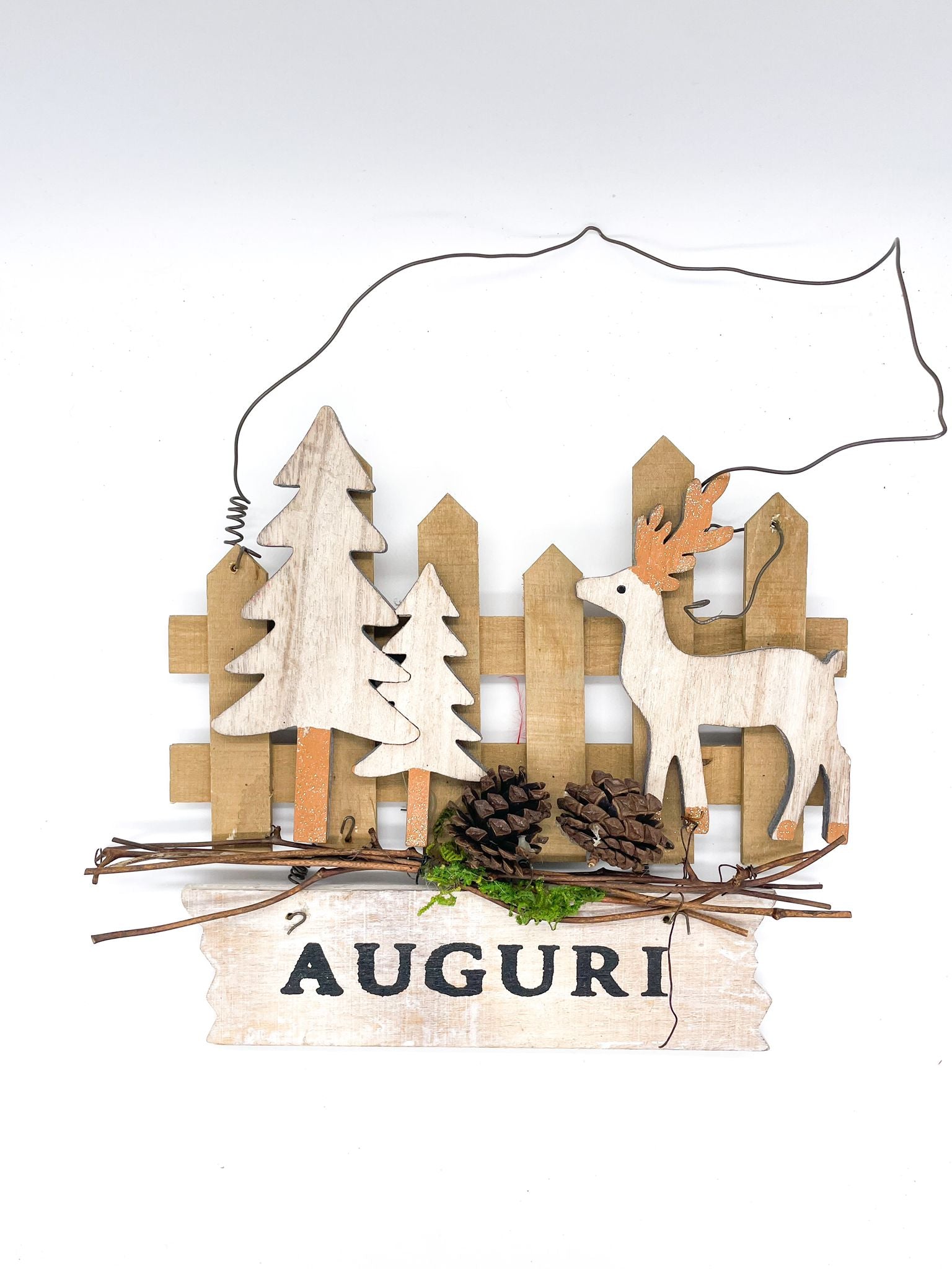 Fuoriporta In Legno Con Figure Di Natale 33cm