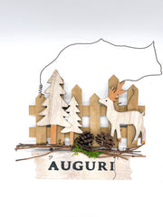 Fuoriporta In Legno Con Figure Di Natale 33cm