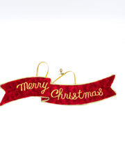 Fuoriporta Scritta Merry Christmas Effetto Velluto 26cm