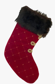 Calza Befana Epifania Rossa E Oro In Velluto E Pelliccia 40cm