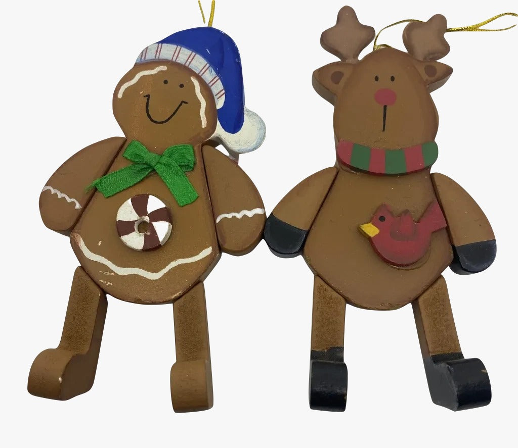 Addobbo Albero Di Natale Renna E Pupazzo Marzapane 12cm