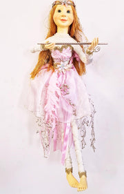 Fata Con Vestito Rosa E Flauto 60cm