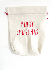 Sacco Natalizio In Feltro Bianco Merry Christmas 40x50cm