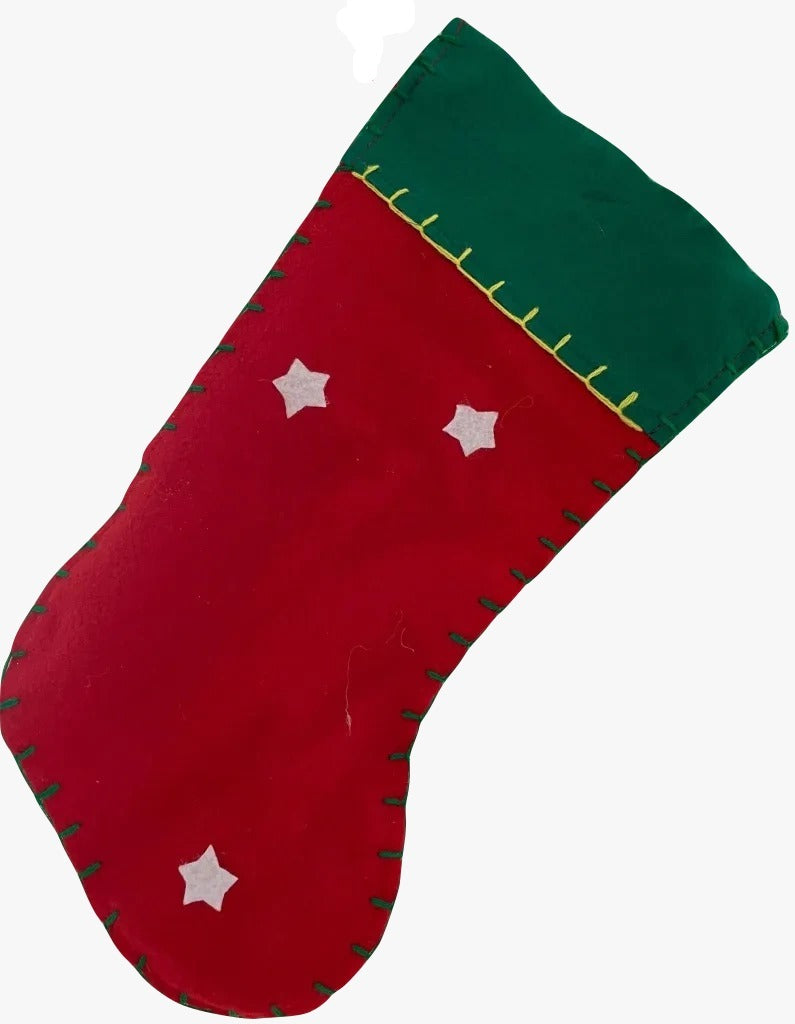 Calza Befana Epifania Rossa E Verde Con Stelline 35cm