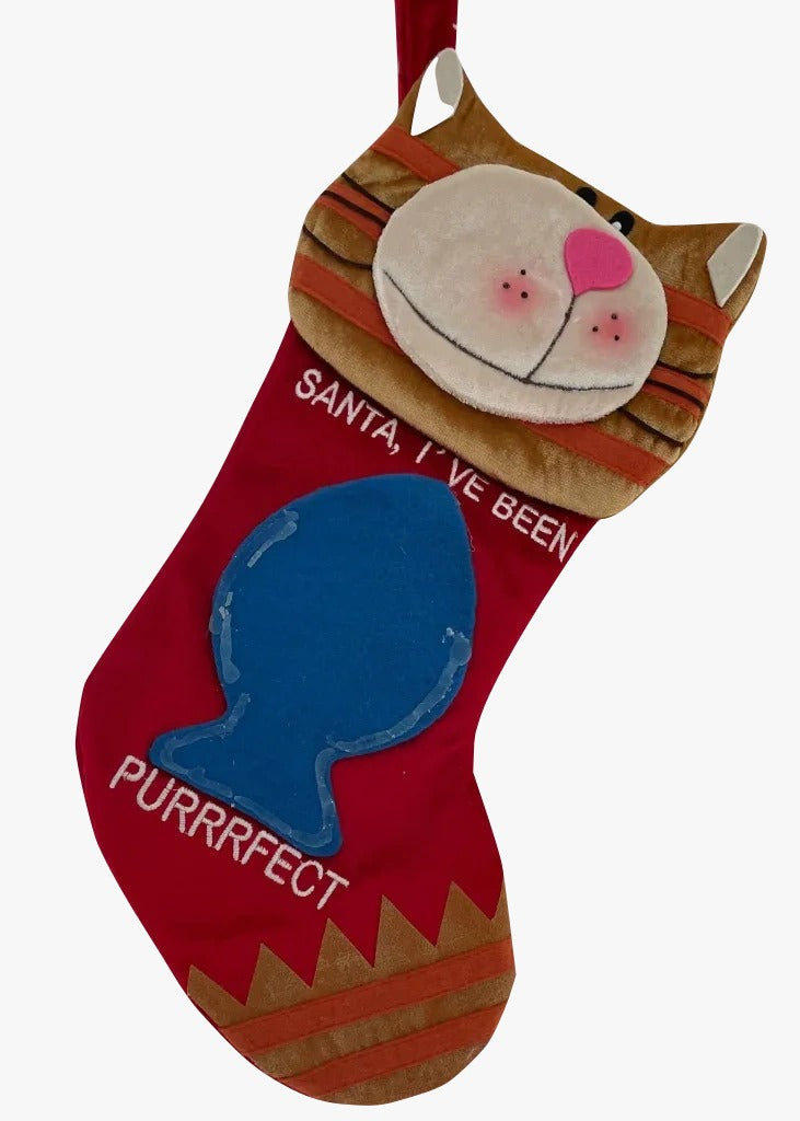 Calza Befana Epifania Rossa Con Gatto E Pesciolino 35cm