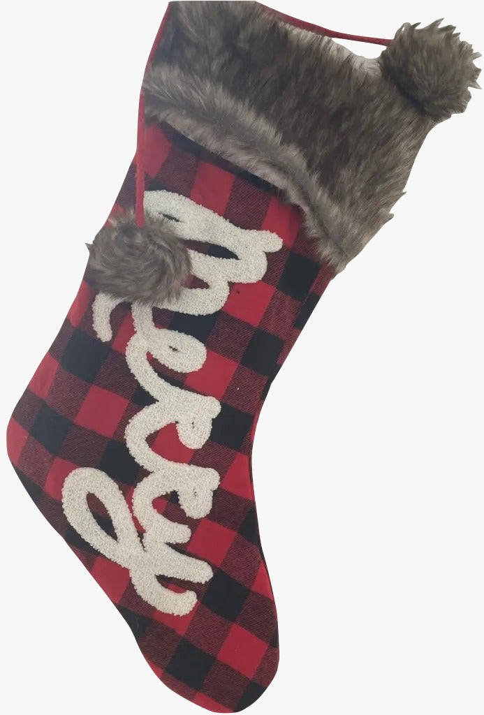 Calza Befana Epifania Rossa E Nera A Scacchi 40cm