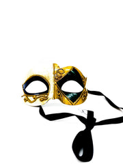 Maschera Veneziana Beige E Nera Per Occhi 18x8cm Maschere Carnevale
