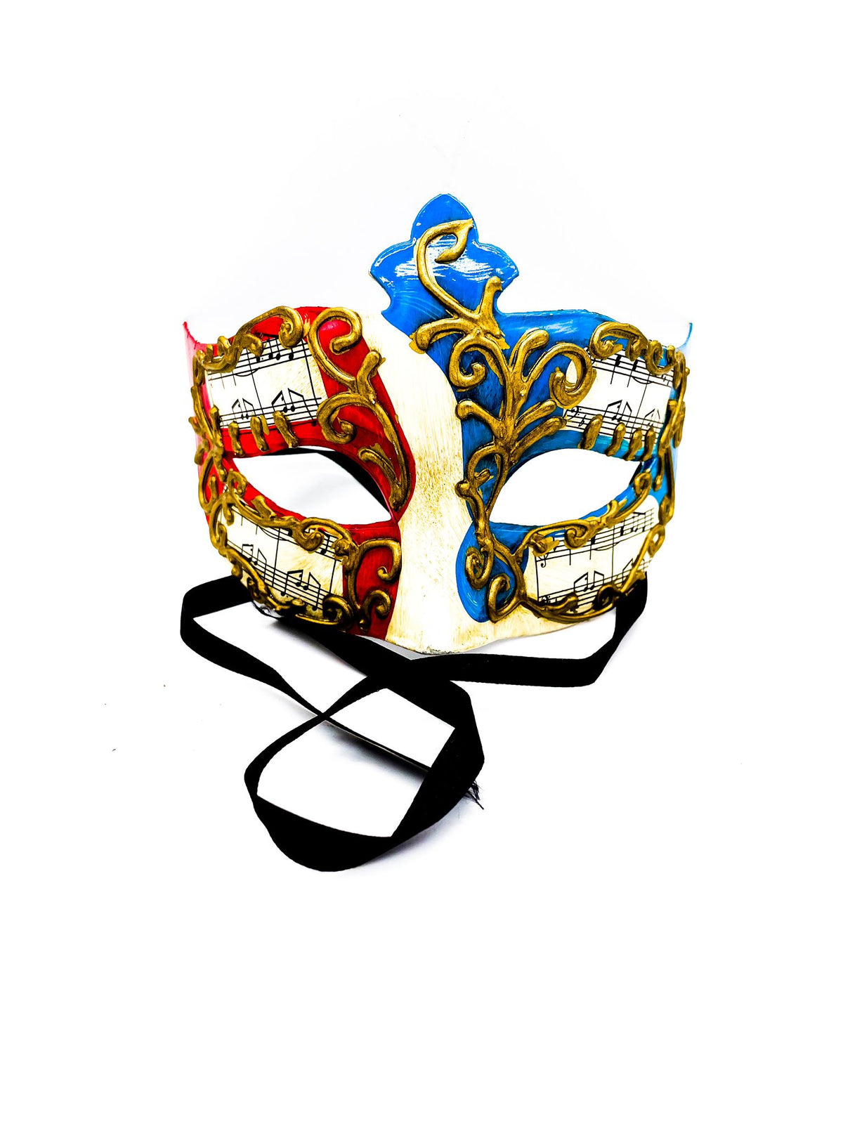 Maschera Veneziana Beige Rossa E Turchese Per Occhi 22x6cm Maschere Carnevale