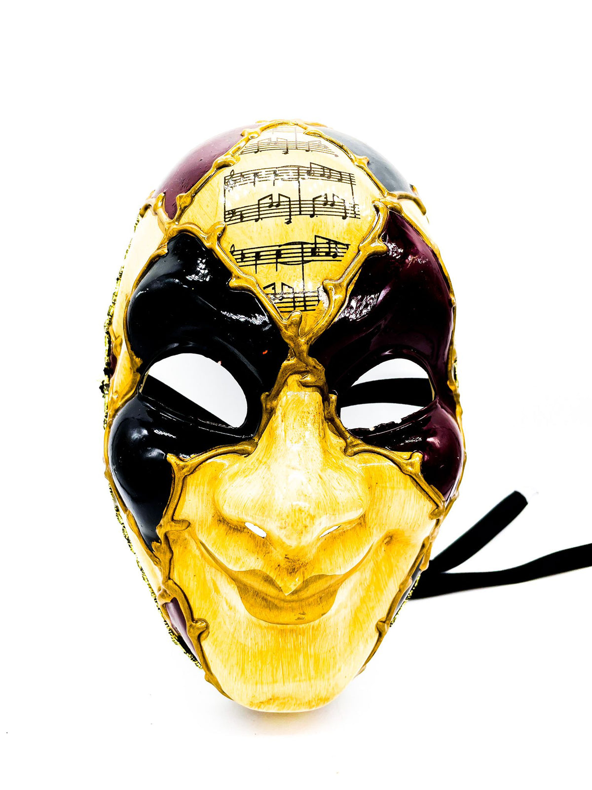 Maschera Veneziana Beige E Bordeaux Decorata 24cm Maschere Carnevale