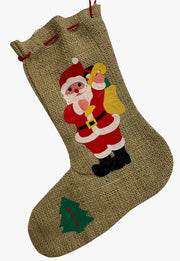 Calza Befana Epifania In Juta Babbo Natale Con Sacco 25cm