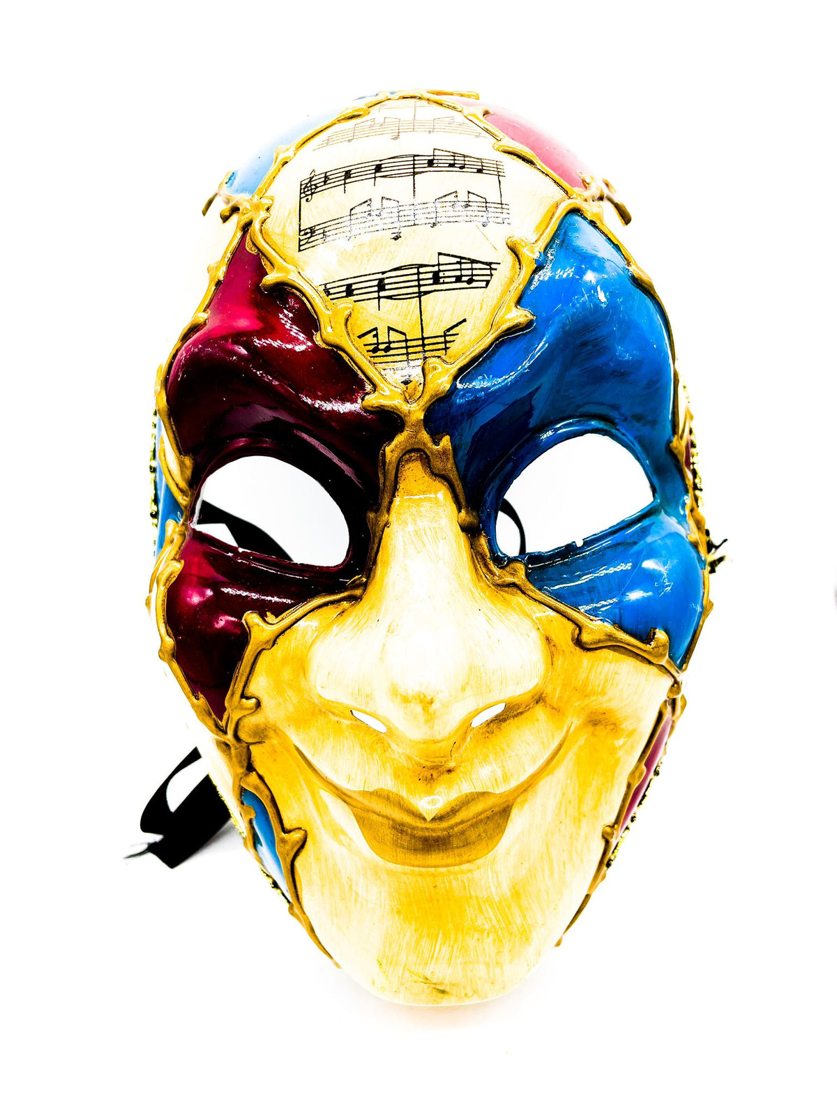 Maschera Veneziana Beige E Azzurra Decorata 24cm Maschere Carnevale