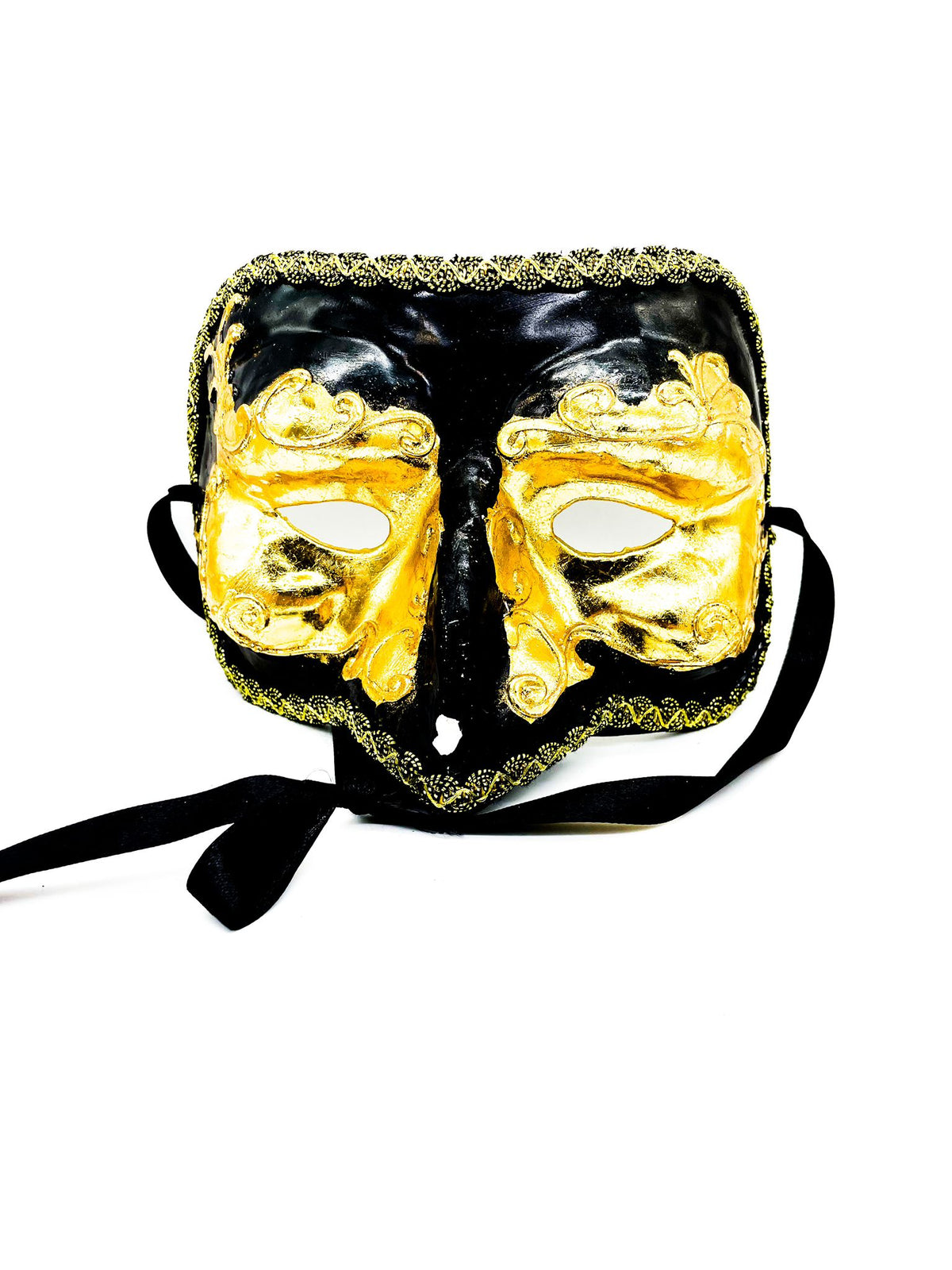 Maschera Veneziana Nera E Oro Decorata Maschere Carnevale