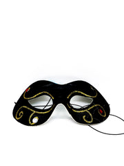 Maschera Nera Con Glitter Oro Decorata Per Occhi Maschere Carnevale