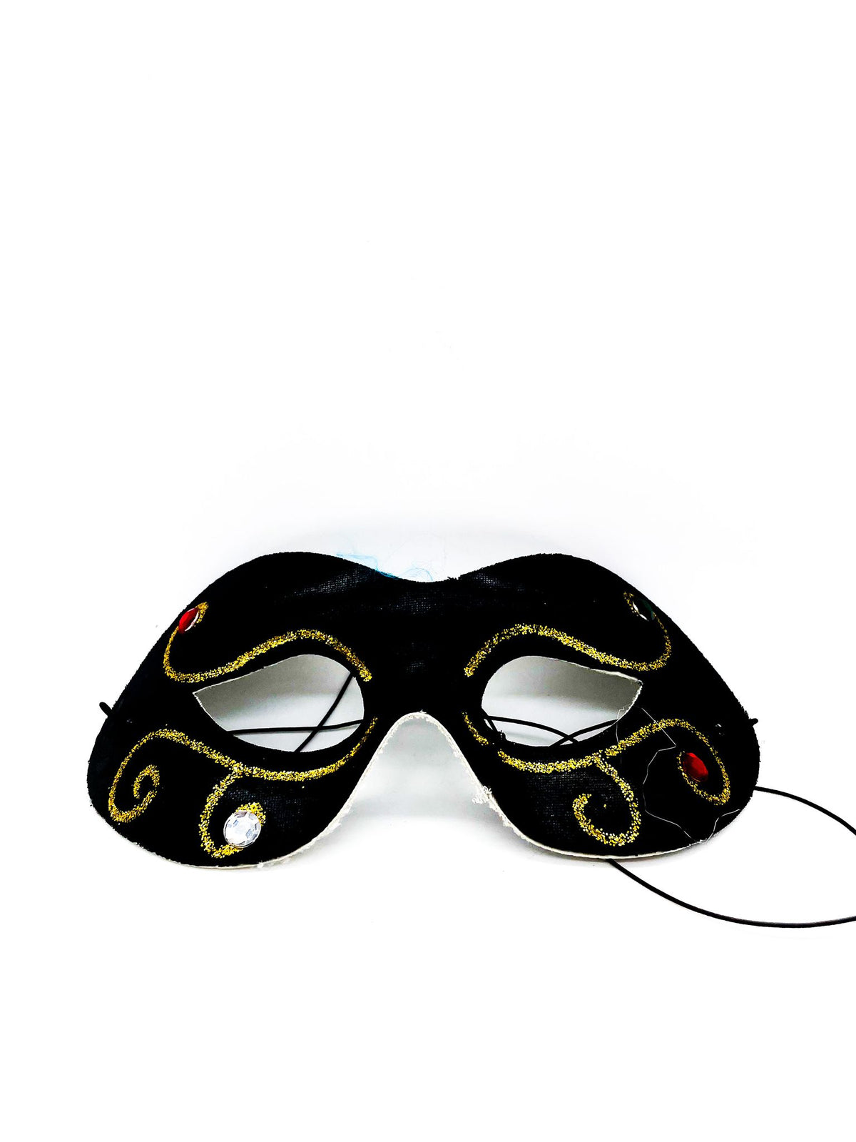 Maschera Nera Con Glitter Oro Decorata Per Occhi Maschere Carnevale
