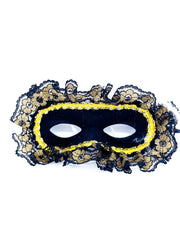 Maschera Nera Con Merletti E Decorazioni Oro Per Occhi Maschere Carnevale