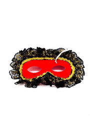 Maschera Rossa Con Merletti E Decorazioni Oro Per Occhi Maschere Carnevale