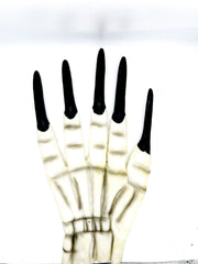 Ossa Mani Da Scheletro In Gomma Con Unghie Nere Accessori Halloween