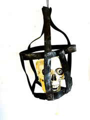 Teschio In Gabbia Con Occhi Luminosi E Movimento 40cm Ornamenti Halloween