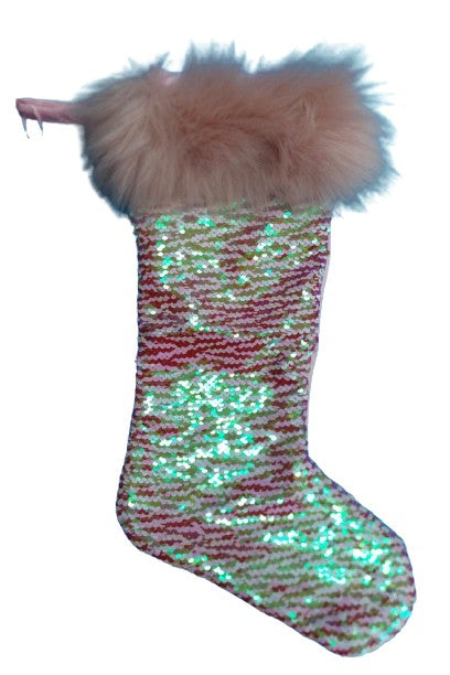 Calza Befana Epifania Paillettes Rosa Iridescente