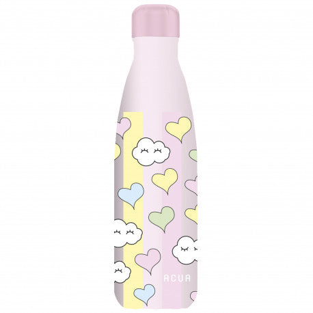 Borraccia Termica In Acciaio Inox Acua Kids Cuori E Nuvole 500ml