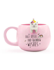 Tazza Rosa Con Unicorno - Hug Kisses And Rainbow Wishes