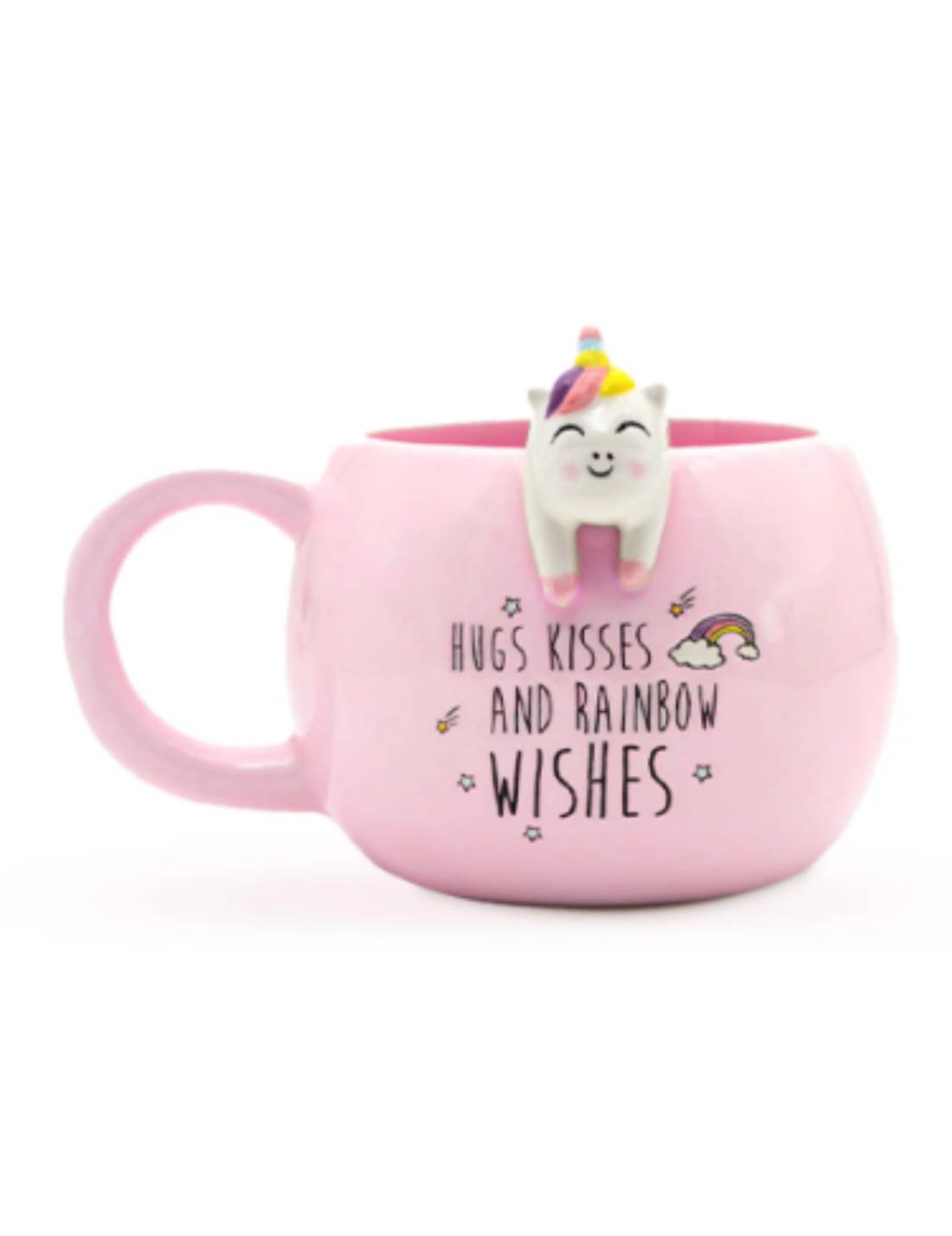 Tazza Rosa Con Unicorno - Hug Kisses And Rainbow Wishes