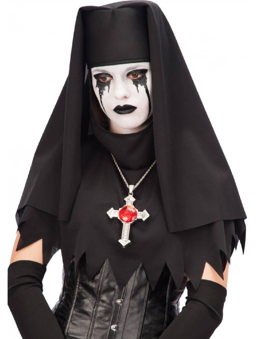 Velo Halloween Suora Maledetta Nero 50cm
