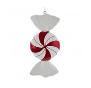 Addobbo Albero Di Natale Caramella Incartata Bianca E Rossa 30cm