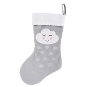 Calza Befana Epifania Grigia Con Nuvola E Fiocchi Di Neve 45cm