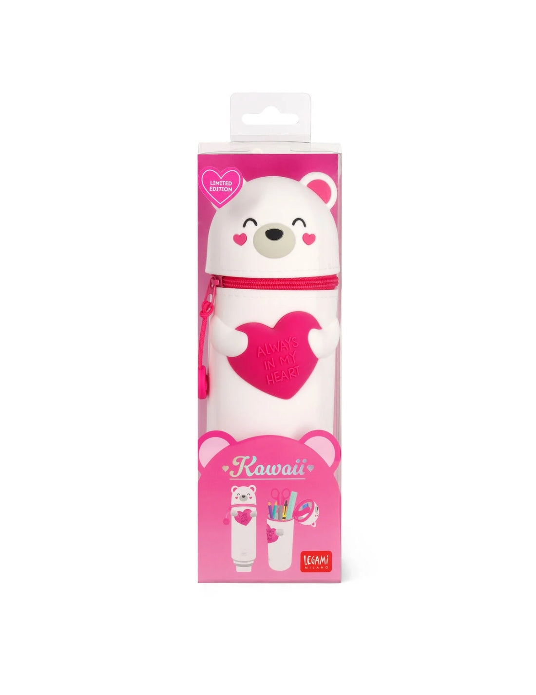 Astuccio 2 In 1 Morbido Silicone Kawaii Orso Con Cuore Legami