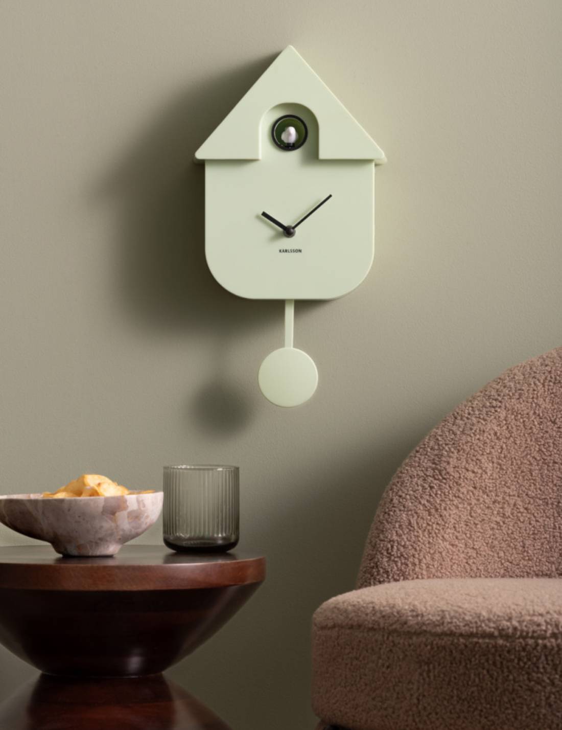 Orologio Moderno A Cucù In ABS Verde Pastello