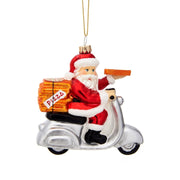 Addobbo Albero Di Natale In Vetro Babbo Natale Su Vespa Grigia 11cm