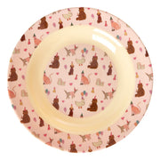 Rice Piatto Fondo Per Bambini Melamina Animali Rosa 20cm