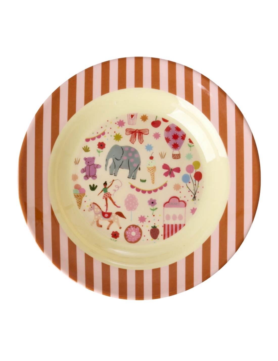 Rice Piatto Fondo Per Bambini In Melamina Fun Fair Rosa 20cm