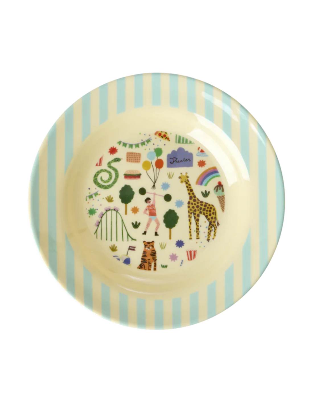 Rice Piatto Fondo Per Bambini In Melamina Fun Fair Menta 20cm