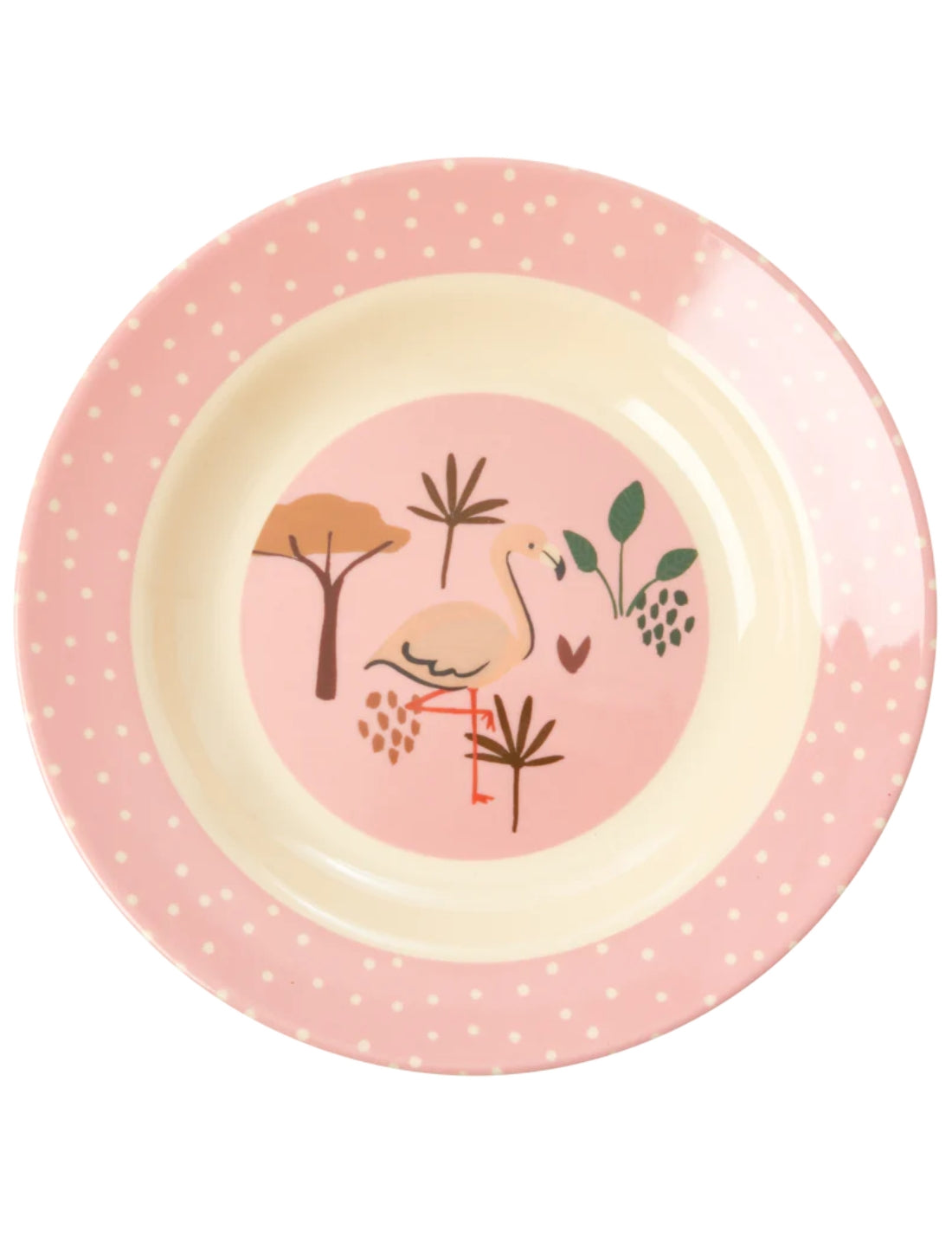 Rice Piatto Fondo Per Bambini In Melamina Fenicottero 20cm