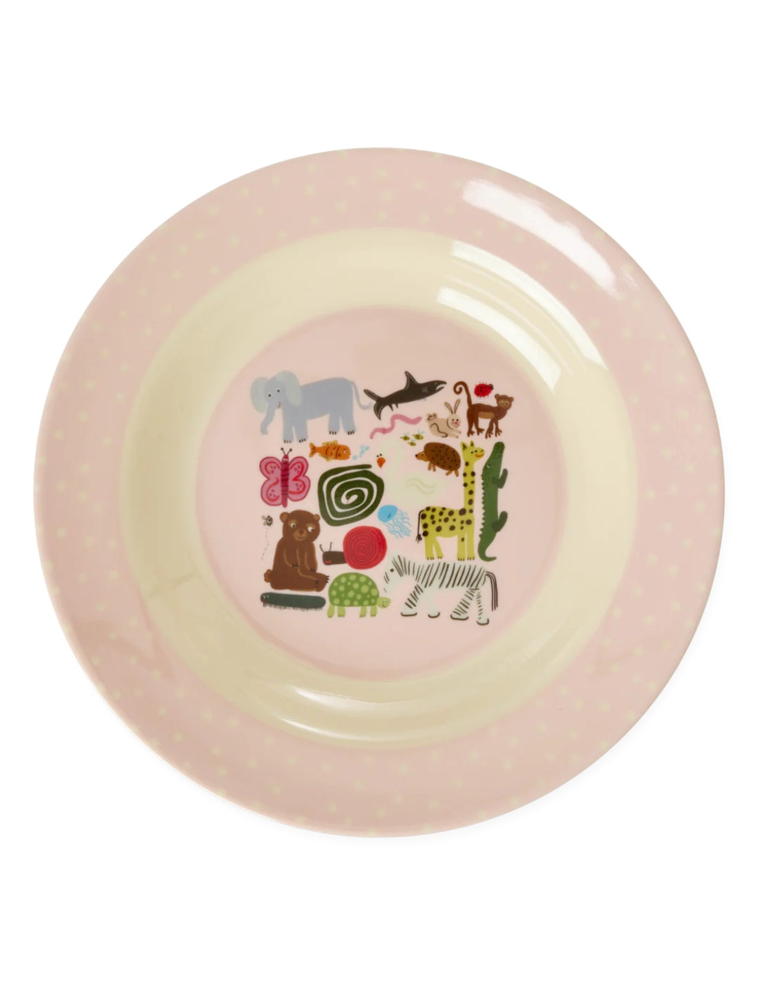 Rice Piatto Fondo Per Bambini Melamina Wildlife Print Rosa 20cm